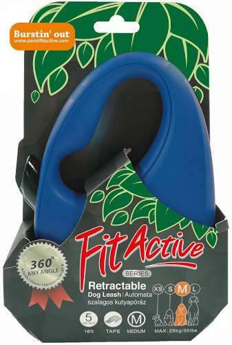 FitActive Retractable Dog Leash autómata szalagos póráz (kék) - S méret