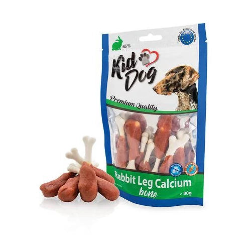 KidDog Rabbit Leg Calcium Bone - jutalomfalat (nyúl, kálciumos csont) 80g
