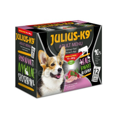 Julius K-9 Adult Menu Special Pack válogatás szószban kutyáknak - borjú & nyúl