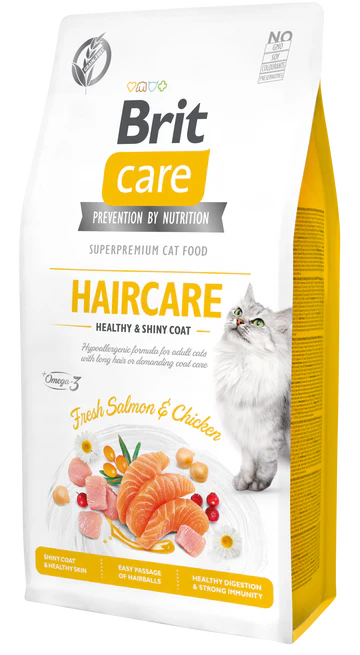 Brit Care Cat HAIRCARE LAZAC & CSIRKE Hipoallergén, Gabonamentes 2KG