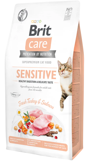 Brit Care Cat SENSITIVE PULYKA & LAZAC Hipoallergén, Gabonamentes 0,4KG