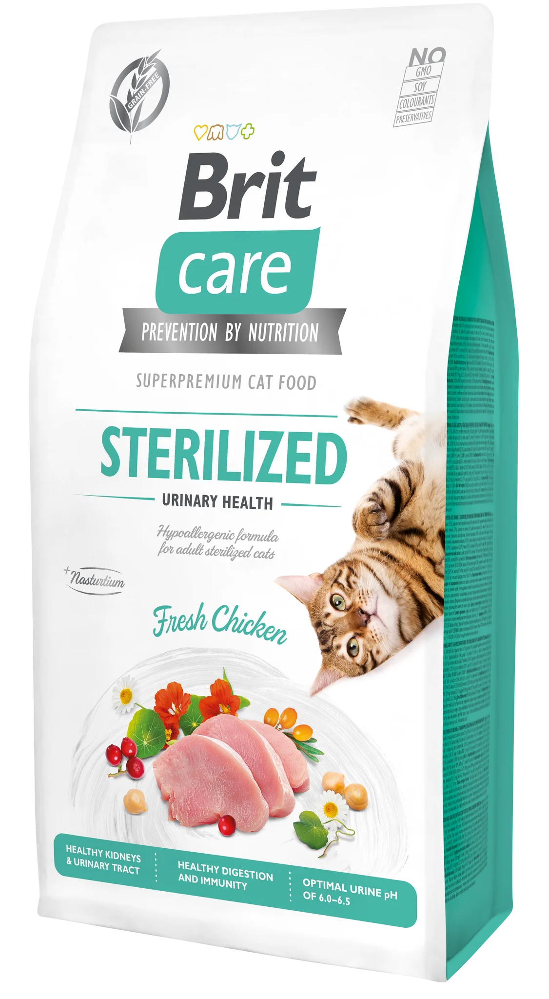Brit Care Cat STERILISED - URINARY HEALTH CSIRKE Hipoallergén, Gabonamentes 7KG