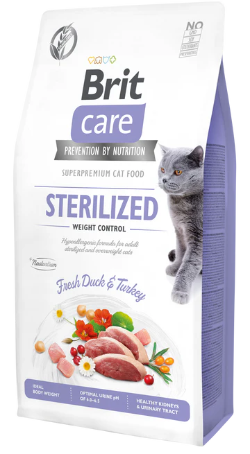 Brit Care Cat STERILISED - WEIGHT CONTROL KACSA & PULYKA Hipoallergén, Gabonamentes 2KG