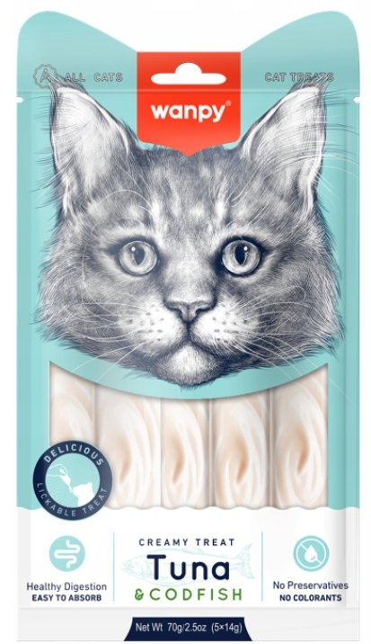Wanpy Creamy Treat Sticks – tonhal és tőkehal
