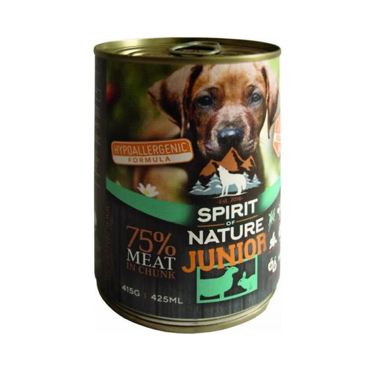 Spirit of Nature Dog Junior HYPOALLERGEN konzerv Bárány&Nyúl 415g