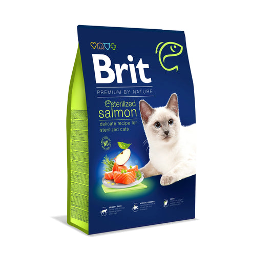 Brit Premium by Nature Cat STERILIZED Salmon LAZAC 8KG