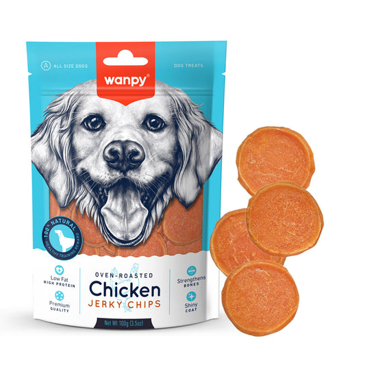 Wanpy Dog Treats – Chicken Jerky Chips - csirke ízesítésű, chips forma