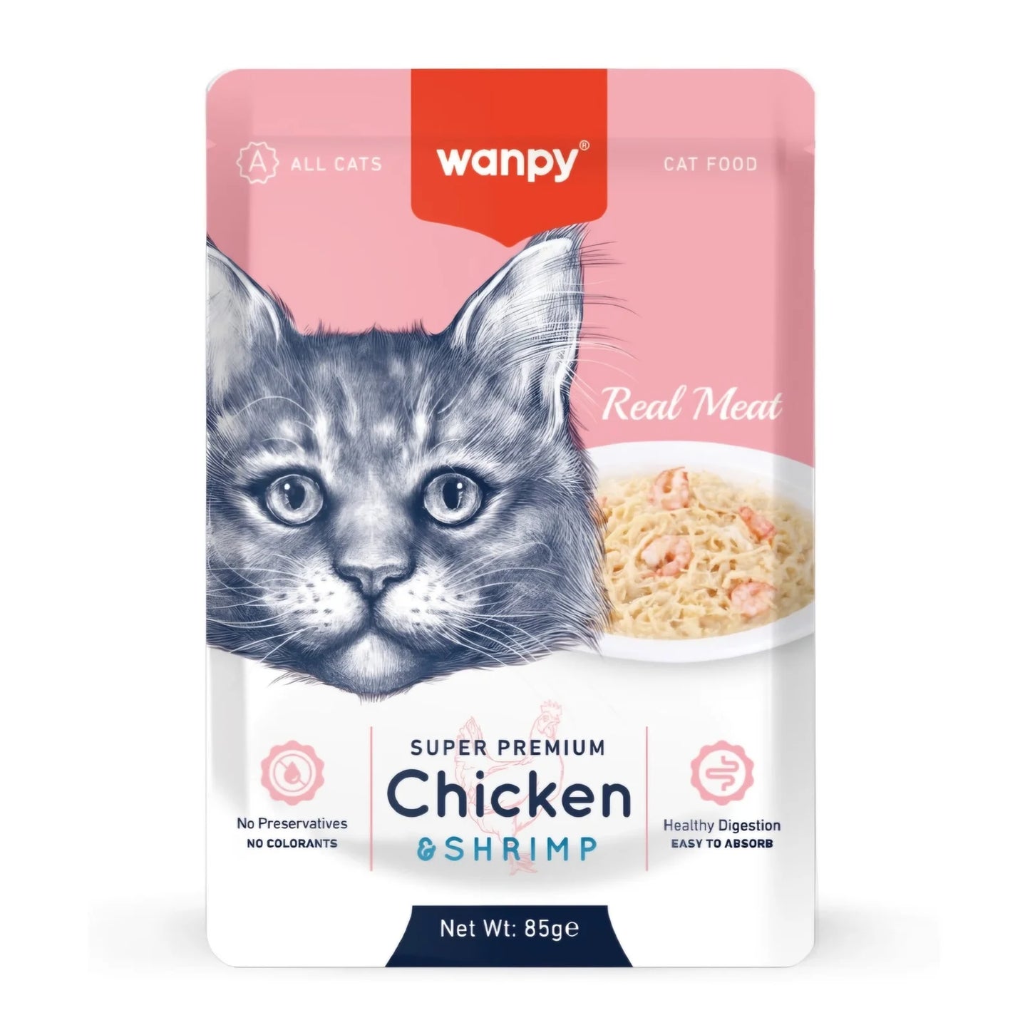 Wanpy Super Premium Pouch Cat Food - csirke és garnélarák