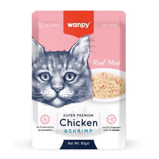 Wanpy Super Premium Pouch Cat Food - csirke és garnélarák