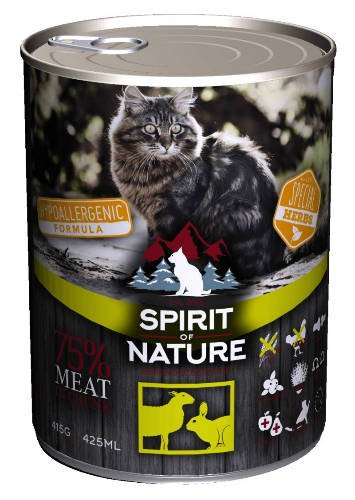Spirit of Nature Cat HYPOALLERGEN konzerv Bárány&Nyúl 415g