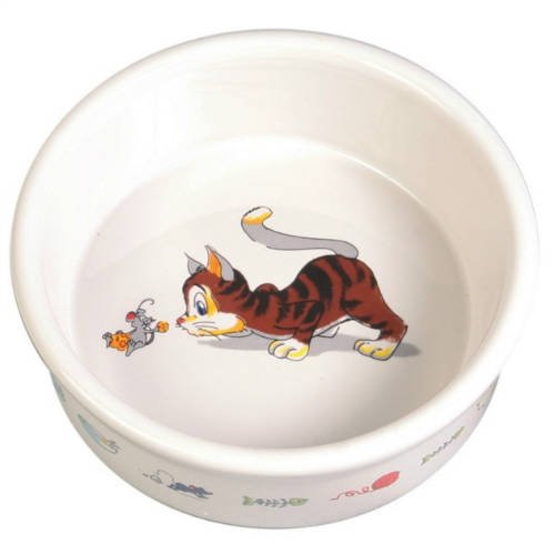Trixie Ceramic Bowl - kerámia tál (fehér, mintás) macskák részére (0,2l /Ø12cm)