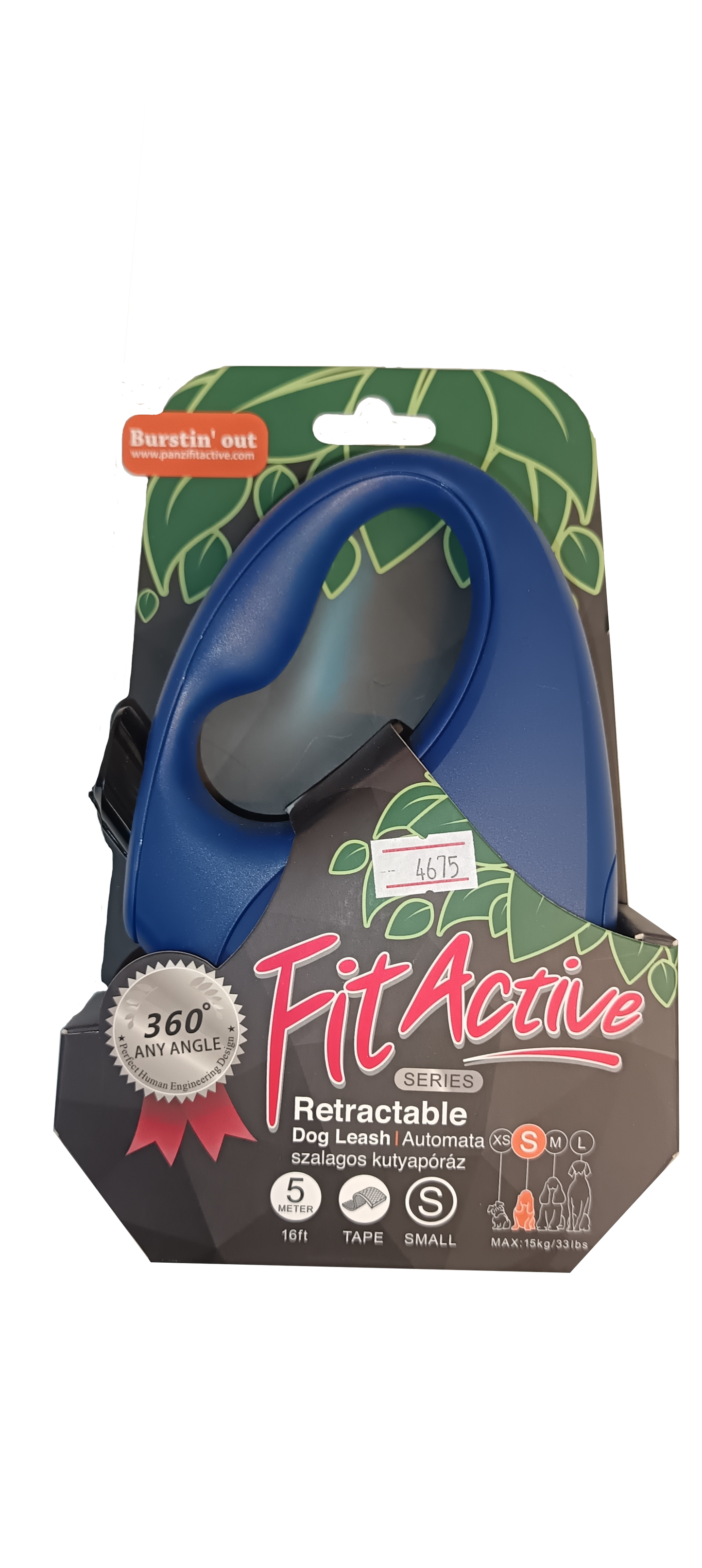 FitActive Retractable Dog Leash autómata szalagos póráz (kék) - S