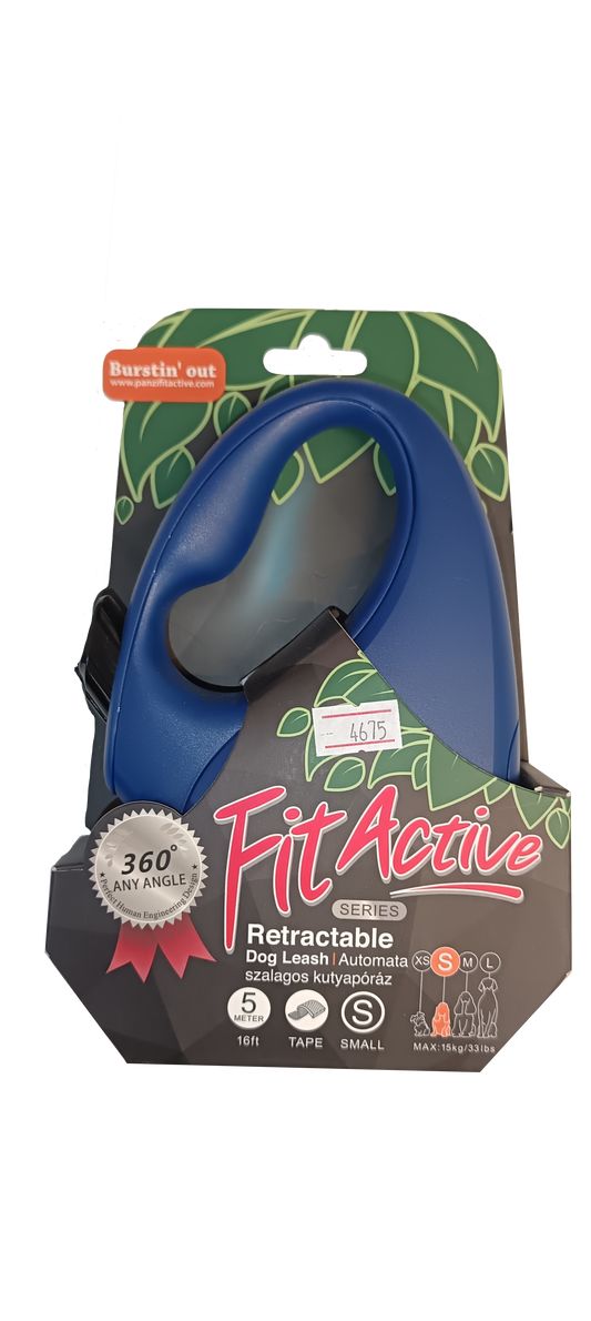 FitActive Retractable Dog Leash autómata szalagos póráz (kék) - S