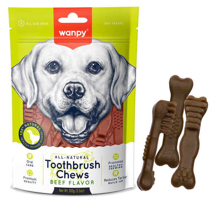 Wanpy Dog Treats Toothbrush Chews - marhahús ízű